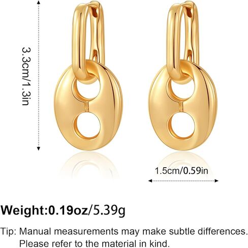 Double Hoop Earrings for Women 14K Gold Plated Drop Dangle Paperclip Hoops Huggie Hoop Hypoallergenic Jewelry Gifts in Kuwait