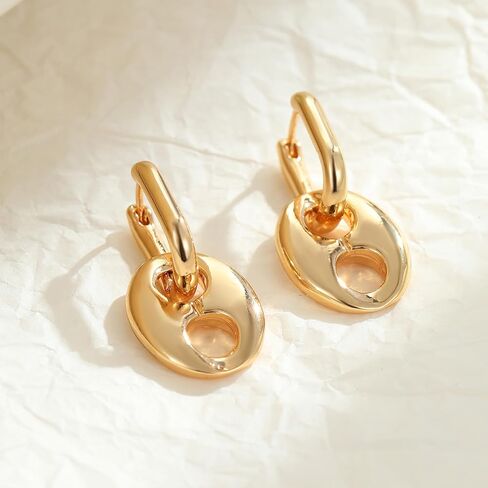 Double Hoop Earrings for Women 14K Gold Plated Drop Dangle Paperclip Hoops Huggie Hoop Hypoallergenic Jewelry Gifts in Kuwait