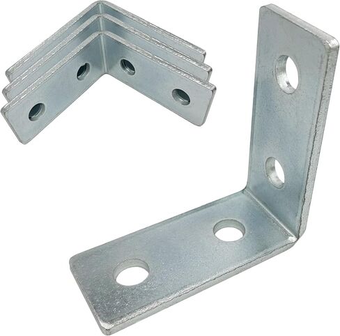 8 Pack - 4 Hole, L Shaped 90 Degree Connector Bracket for All 1-5/8" Strut Channel - Heavy Duty, Electro-Galvanized (8) in Saudi Arabia