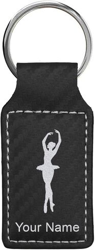 LaserGram Rectangle Keychain, Ballet Dancer Woman, Personalized Engraving Included in Kuwait