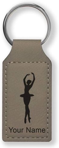 LaserGram Rectangle Keychain, Ballet Dancer Woman, Personalized Engraving Included in Saudi Arabia