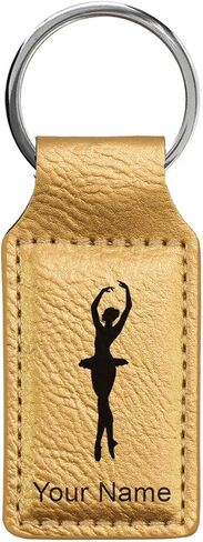 LaserGram Rectangle Keychain, Ballet Dancer Woman, Personalized Engraving Included in Saudi Arabia