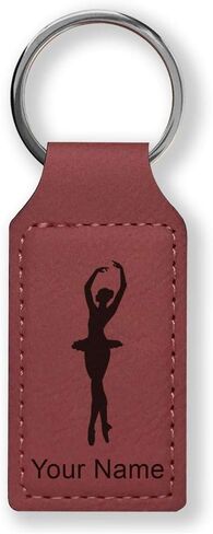 LaserGram Rectangle Keychain, Ballet Dancer Woman, Personalized Engraving Included in Saudi Arabia