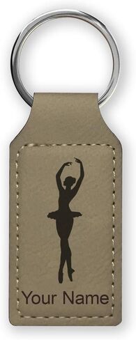 LaserGram Rectangle Keychain, Ballet Dancer Woman, Personalized Engraving Included in Saudi Arabia