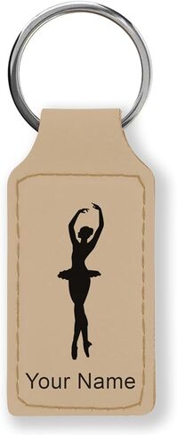 LaserGram Rectangle Keychain, Ballet Dancer Woman, Personalized Engraving Included in Saudi Arabia
