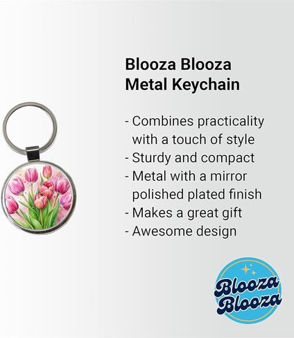 سلسلة مفاتيح معدنية مستديرة بألوان مائية على شكل زهور التوليب الوردية in Kuwait