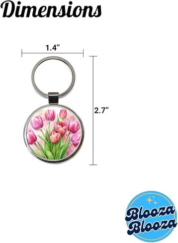 سلسلة مفاتيح معدنية مستديرة بألوان مائية على شكل زهور التوليب الوردية in Kuwait