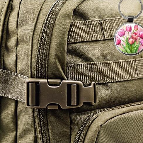 سلسلة مفاتيح معدنية مستديرة بألوان مائية على شكل زهور التوليب الوردية in Kuwait