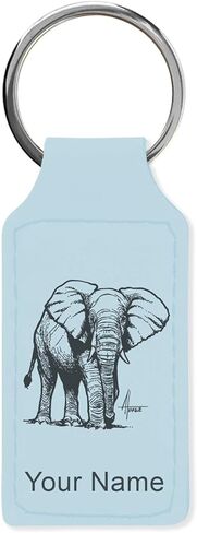 LaserGram Rectangle Keychain, African Elephant, Personalized Engraving Included in Kuwait
