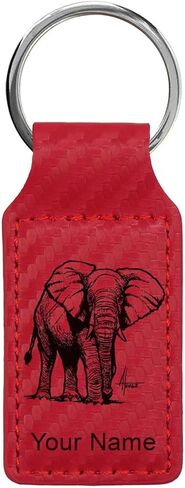 LaserGram Rectangle Keychain, African Elephant, Personalized Engraving Included in Saudi Arabia