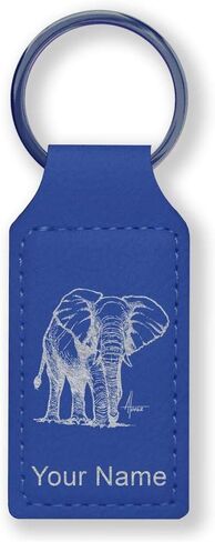 LaserGram Rectangle Keychain, African Elephant, Personalized Engraving Included in Saudi Arabia