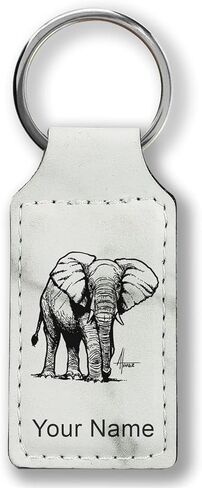 LaserGram Rectangle Keychain, African Elephant, Personalized Engraving Included in Saudi Arabia