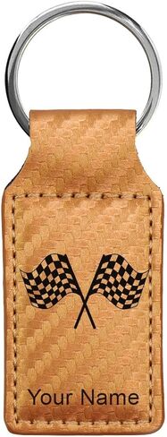 LaserGram Rectangle Keychain, Racing Flags, Personalized Engraving Included (Dark Blue) in Kuwait