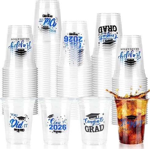 Graduation Cups, 16 oz Disposable Plastic Cup Class of 2025 Party Cups for Congrats Grad Graduation Party Supplies Tableware Decorations, 60 Pack(Blue) in Saudi Arabia