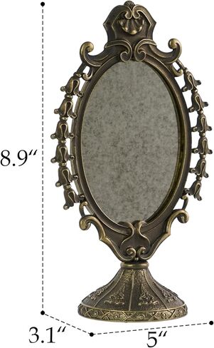 NIKKY HOME Vintage Baroque Tabletop Vanity Mirror, Antique Bronze Oval Standing Makeup Mirror with Decorative Frame for Bedroom, Dressing Room, Living Room in Saudi Arabia