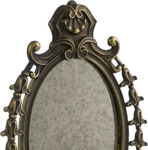 NIKKY HOME Vintage Baroque Tabletop Vanity Mirror, Antique Bronze Oval Standing Makeup Mirror with Decorative Frame for Bedroom, Dressing Room, Living Room in Saudi Arabia