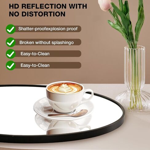 مرآة حمام بيضاوية فوق الحوض، مرآة زينة مثبتة على الحائط بإطار معدني أسود مقاس 60.96 سم × 81.28 سم للمدخل وغرفة المعيشة، يتم تعليقها أفقيًا أو رأسيًا in Kuwait