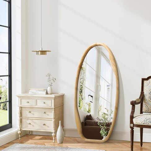 JJUUYOU إطار خشبي غير منتظم مرآة حائط مرايا غير متماثلة للجدار 40 بوصة × 20 بوصة مرآة معلقة خشبية مزخرفة للحمام وغرفة النوم وغرفة المعيشة ومدخل الخشب in Kuwait