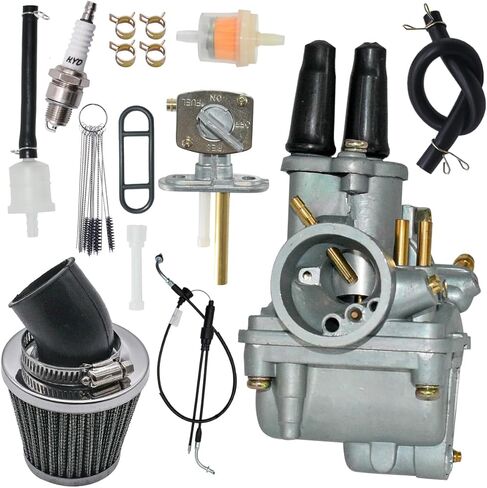 XingLi PW80 Carburetor Compatible with Yamaha PW 80 Y-Zinger Bike 1985-2006 Carb with Air Filter Throttle Cable and Fuel Petcock Switch in Kuwait