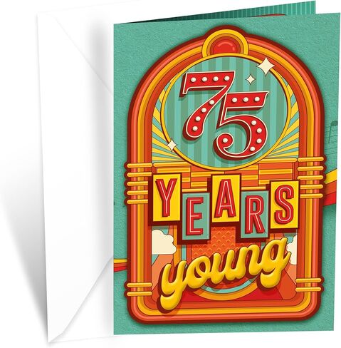 بطاقة عيد الميلاد الـ 75 من Prime Greetings، مصنوعة في أمريكا، صديقة للبيئة، مخزون بطاقات سميك مع ظرف ممتاز 5 بوصة × 7.75 بوصة، معبأة في بريد واقٍ in Saudi Arabia