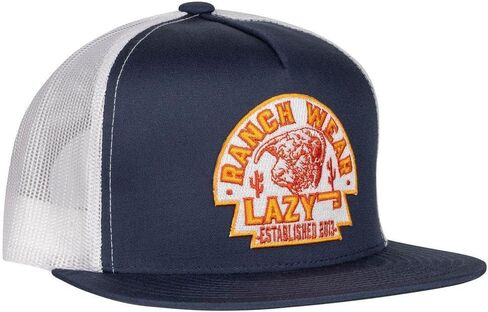 قبعة Lazy J Ranch Arrowhead الكلاسيكية لسائقي الشاحنات بخمسة ألواح - قبعات ريفية للجنسين قابلة للتعديل، قبعة سائقي الشاحنات الكلاسيكية - كحلي وأبيض in Kuwait