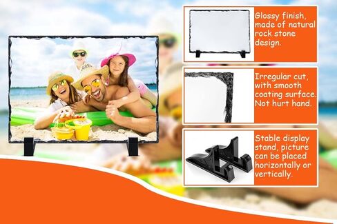 14 قطعة من صخرة صخرية فارغة من E-Found، صورة حجر صخري فارغة من حجر الصخرة، إطار صورة حجري مستطيل مخصص، لوحة صور صخرية ناقلة للحرارة مع حامل عرض in Kuwait