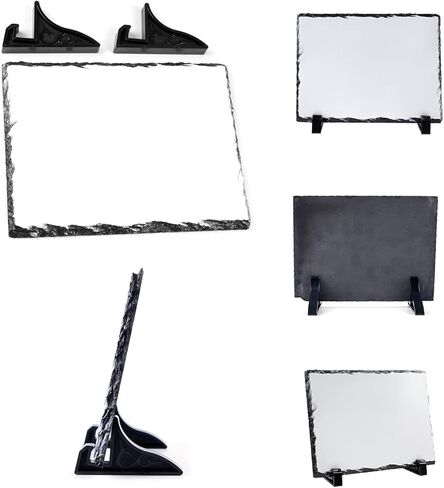 14 قطعة من صخرة صخرية فارغة من E-Found، صورة حجر صخري فارغة من حجر الصخرة، إطار صورة حجري مستطيل مخصص، لوحة صور صخرية ناقلة للحرارة مع حامل عرض in Kuwait