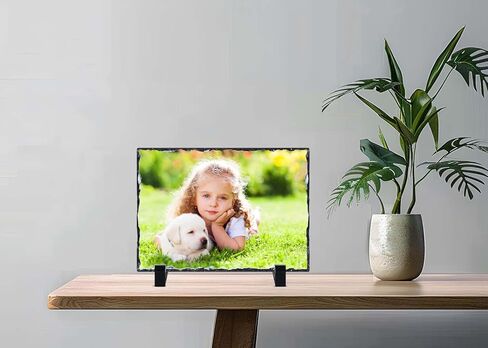 14 قطعة من صخرة صخرية فارغة من E-Found، صورة حجر صخري فارغة من حجر الصخرة، إطار صورة حجري مستطيل مخصص، لوحة صور صخرية ناقلة للحرارة مع حامل عرض in Kuwait