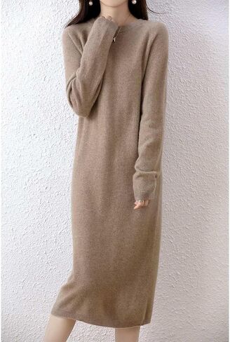 Sweater Dress Women's 100% Merino Wool O-Neck Long Raglan Sleeved Knitted Pullover Crewneck Tops in Saudi Arabia