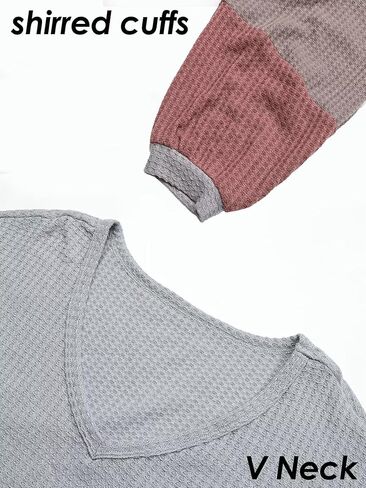 Women's Gray V Neck Long Sleeve Sweater, Knit Pullover Fall Winter Outfit for Women M-XL in Saudi Arabia