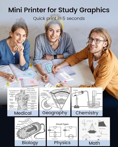 Memoking Mini Sticker Printer, Inkless Portable Bluetooth Thermal Label & Photo Printer with App, Pocket-Sized Wireless Printer for Journaling, Scrapbooking, Home Organization & Study Notes in Kuwait