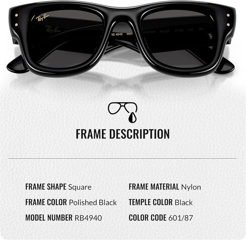 نظارات شمسية Ray-Ban RB4940 WAYFARER PUFFER مربعة الشكل للرجال والنساء - تتضمن مجموعة نظارات RAYBAN الرسمية in Saudi Arabia