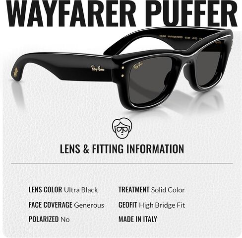 نظارات شمسية Ray-Ban RB4940 WAYFARER PUFFER مربعة الشكل للرجال والنساء - تتضمن مجموعة نظارات RAYBAN الرسمية in Saudi Arabia