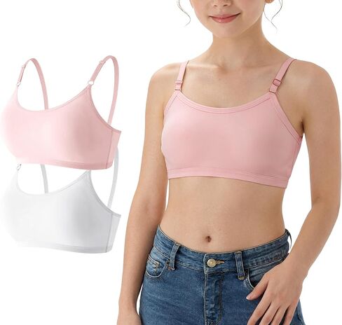 Girl's Training Bra Cotton Spaghetti Strap Adjustable Sport Underwear in Kuwait