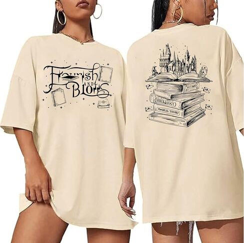 Flourish and Blotts Shirt Oversized Graphic Tshirts for Women Book Tshirt Wizard Costume Clothes in Kuwait