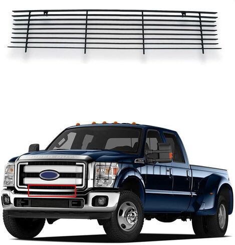 Grill Fits Ford F-250 F-350 F-450 F-550 SD 2011-2016 Super Duty SD Black Aluminum Billet Front Lower Bumper Grille Grille Insert 2012 2013 2014 2015 in Kuwait