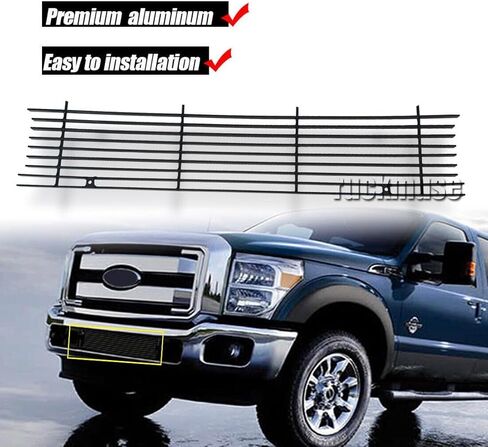 Grill Fits Ford F-250 F-350 F-450 F-550 SD 2011-2016 Super Duty SD Black Aluminum Billet Front Lower Bumper Grille Grille Insert 2012 2013 2014 2015 in Kuwait