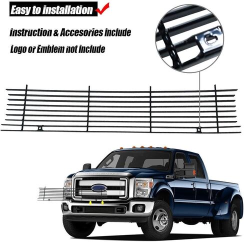 Grill Fits Ford F-250 F-350 F-450 F-550 SD 2011-2016 Super Duty SD Black Aluminum Billet Front Lower Bumper Grille Grille Insert 2012 2013 2014 2015 in Kuwait