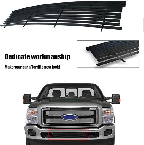 Grill Fits Ford F-250 F-350 F-450 F-550 SD 2011-2016 Super Duty SD Black Aluminum Billet Front Lower Bumper Grille Grille Insert 2012 2013 2014 2015 in Kuwait
