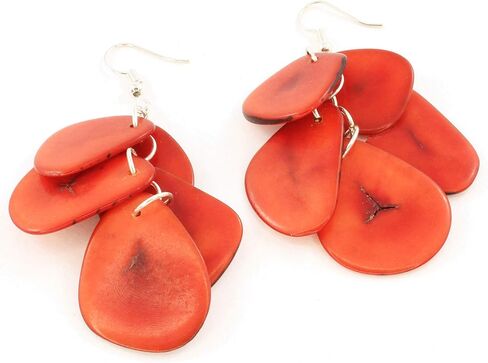 Dangle Earrings made of Eco Tagua Nut, Handmade Artisan Funky Jewelry for Women in Kuwait
