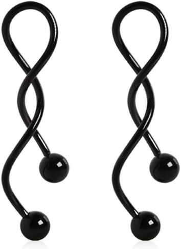 14GA 316L Stainless Steel Spiral Dangling Earrings with Ball Ends, Sold as a Pair in Kuwait