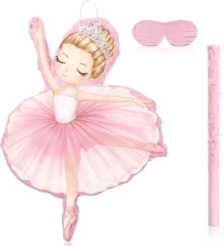 Threan Princess Piñata Girl Girl Princess Party Game Combishs Conser Piñata Stick Engledfold Mask Confetti for Girl Girl Baby Birthday Party Supplies ، 16.1 × 11.4 × 3 بوصة in Kuwait