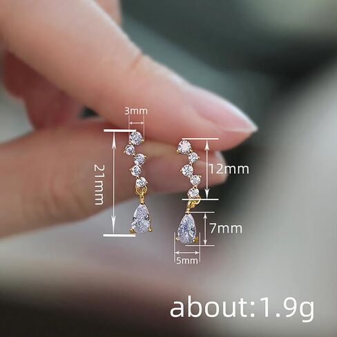 Dainty Shiny Cubic Zirconia Dangle Earrings for Women Gold Color Simple Stylish Female Jewelry in Saudi Arabia