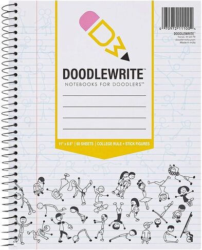 College Ruled Wirebound Spiral Notebook, 3 Pack, Includes Doodle Prompts to Keep Focus, Spark Creativity/Imagination, Relieve Stress, 11" x 8.5", 60 Sheets/120 Pages in Saudi Arabia