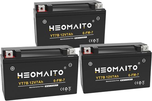 بطارية الرصاص الحمضية YT7B-BS، 12V 7Ah، 10HR، 160 CCA، 6MF7B طاقة لا تحتاج إلى صيانة، لبطارية AGM للدراجات النارية، 3 عبوات in Kuwait