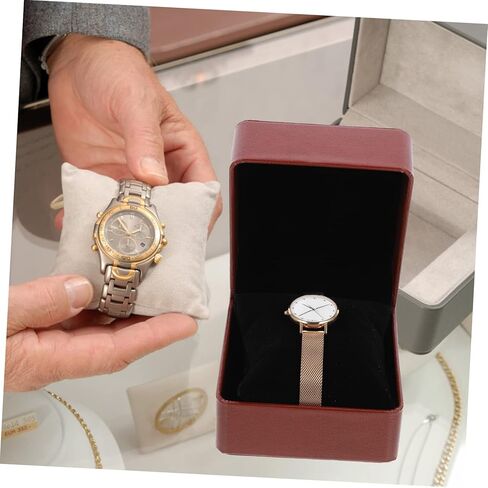 2Pcs Multi-function Jewelry Case PU Watch Storage Box with Soft Pillows Convenient Organizer for Home Travel Use Compact Design in Saudi Arabia