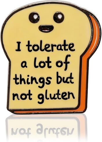 Funny Enamel Pin,I Tolerate a Lot of Things But Not Gluten Brooch Badge,Cartoon Bread Shape Lapel Pins,Toast Badge Holder for Hats/Backpacks/Clothes,Food Allergy Humor Decorative Jewelry Accessories in Kuwait