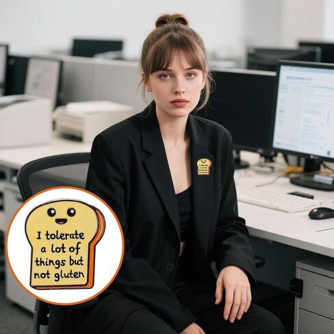 Funny Enamel Pin,I Tolerate a Lot of Things But Not Gluten Brooch Badge,Cartoon Bread Shape Lapel Pins,Toast Badge Holder for Hats/Backpacks/Clothes,Food Allergy Humor Decorative Jewelry Accessories in Kuwait