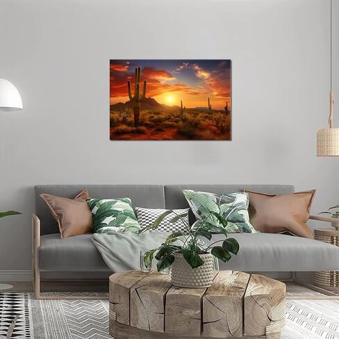 HJY Art Superstition Mountains Sunset Canvas جدار الفن أريزونا الصحراء الغربية الصبار جدار ديكور طبيعة المناظر الطبيعية صور جدار الأعمال الفنية ملصقات لغرفة المعيشة ديكورات المنزل (12 بوصة ارتفاع × 16 بوصة عرض) in Saudi Arabia