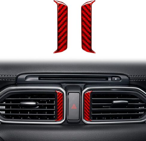 Carbon Fiber Air Conditioner Vent Wind Outlet Frame Panel Cover Trim Compatible with Mazda CX-5 2017 2018 2019 2020 2021 2022 Interior Accessory Red (2Pcs) in Kuwait